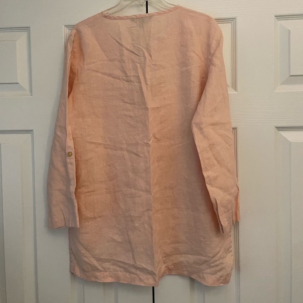 Ellen Tracy Peach Linen Blouse Size Large - Picture 2 of 6